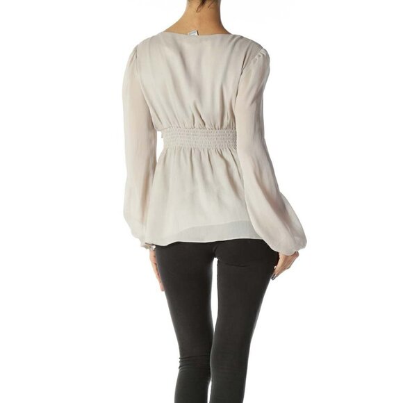 Max Studio Taupe Long Sleeve Blouse - Picture 3 of 3